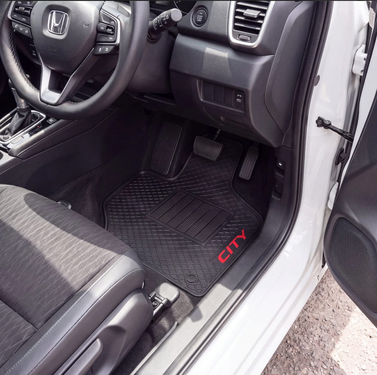 Honda City 2021-2026 Premium Latex Rubber PVC Car Floor Mats – Custom Fit Heavy Duty Waterproof | 3 Pcs Set