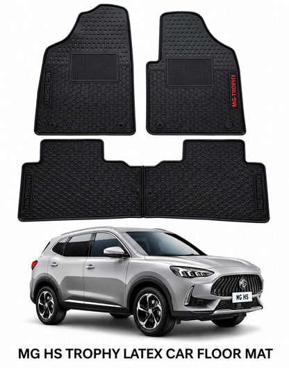 Mg Hs Trophy Premium Latex Rubber PVC Car Floor Mats – Custom Fit Heavy Duty Waterproof | 3 Pcs Set