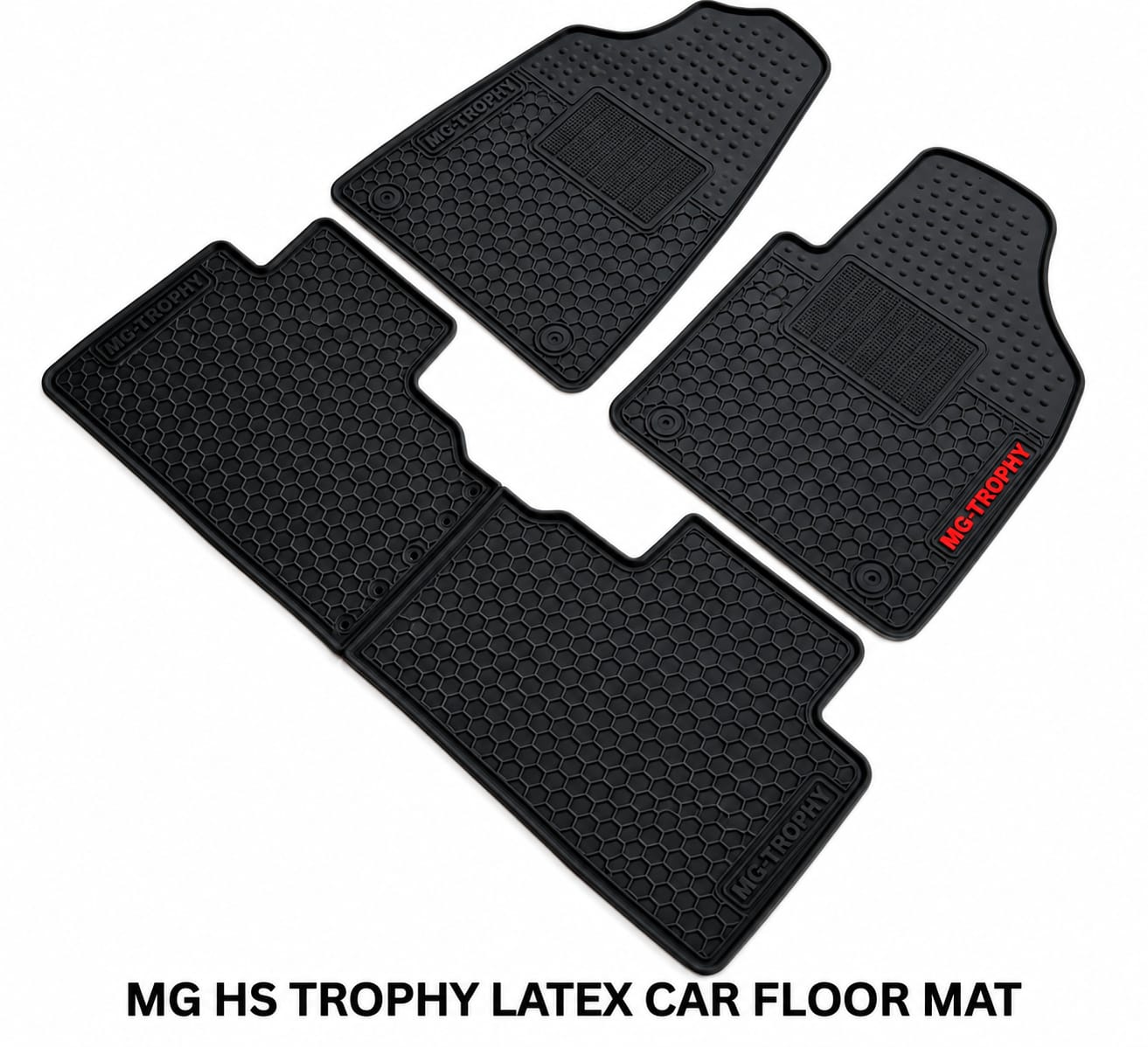 Mg Hs Trophy Premium Latex Rubber PVC Car Floor Mats – Custom Fit Heavy Duty Waterproof | 3 Pcs Set