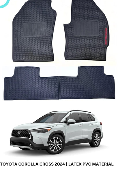 Toyota Corolla Cross Premium Latex Rubber PVC Car Floor Mats – Custom Fit Heavy Duty Waterproof | 3 Pcs Set