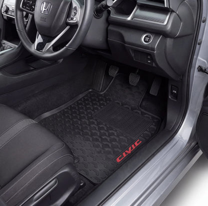 Honda Civic X 2016-2021 Premium Latex Rubber PVC Car Floor Mats – Custom Fit Heavy Duty Waterproof | 3 Pcs Set