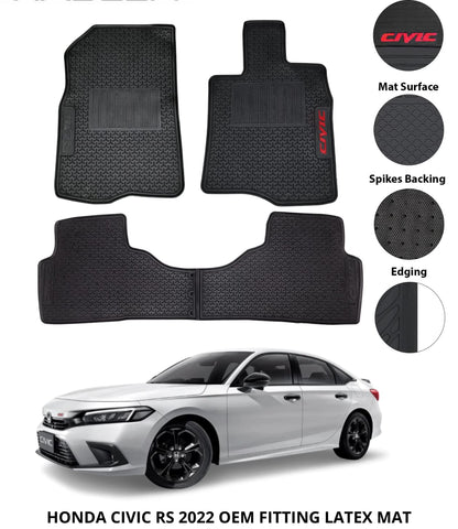 Honda Civic 2022-2026 Premium Latex Rubber PVC Car Floor Mats – Custom Fit Heavy Duty Waterproof | 3 Pcs Set
