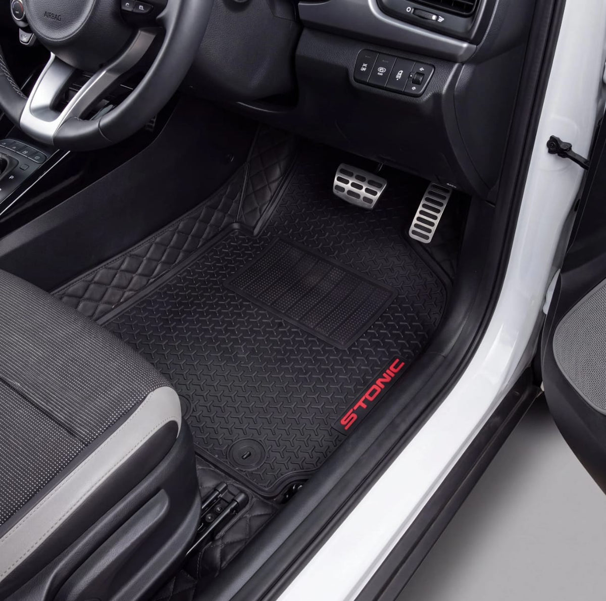Kia Stonic Premium Latex Rubber PVC Car Floor Mats – Custom Fit Heavy Duty Waterproof | 3 Pcs Set