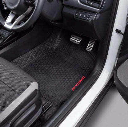 Kia Stonic Premium Latex Rubber PVC Car Floor Mats – Custom Fit Heavy Duty Waterproof | 3 Pcs Set